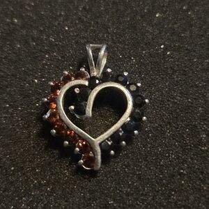 Vintage Love Heart Pendant Necklace with Spinel And Red Topaz 925 Silver